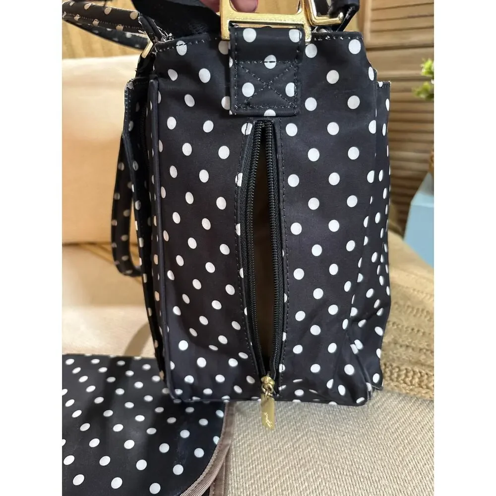 JuJuBe Be Classy Structured Multi-Functional Diaper Bag Black White Polka Dot